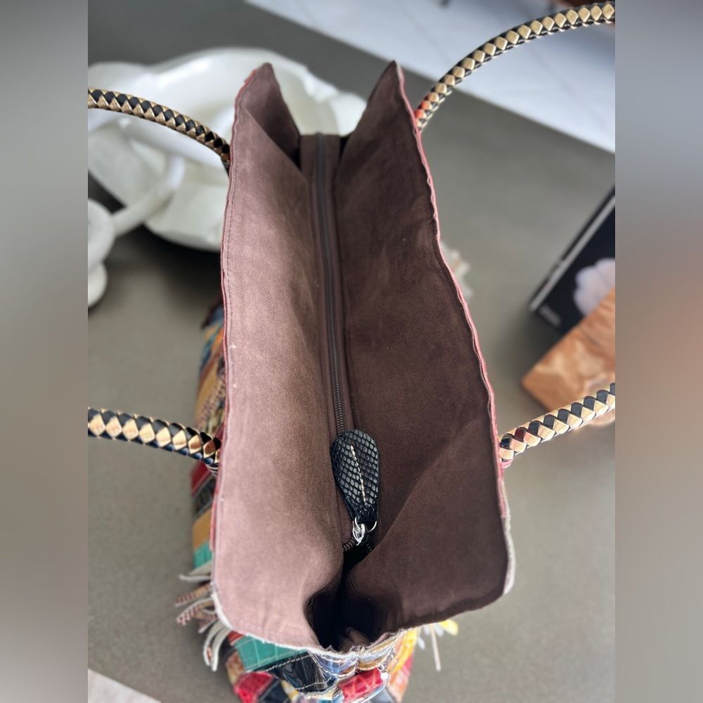 Retro Multicolor Leather Patchwork Handbag With B… - image 5